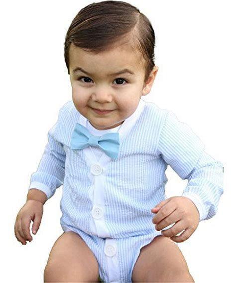 Noahs Boytique Baby Boys Easter Outfit Blue And White Seersucker Faux