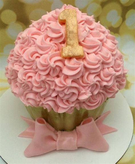 Pink And Gold Giant Cupcake Smash Cake Cakemydayorders 1st