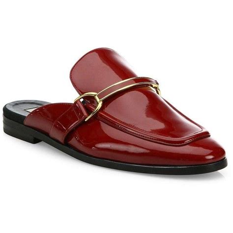Stella Mccartney Faux Patent Leather Loafer Slides Black Loafer Shoes