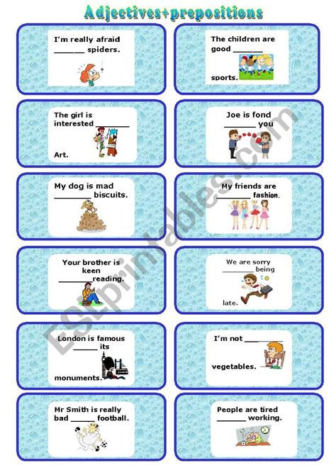 Adjectives Prepositions Speaking Esl Worksheet By Marta Veiga