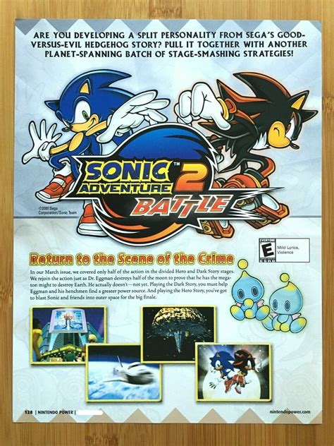 2002 Sonic Adventure 2 Battle Gamecube Print Adposter Page Official