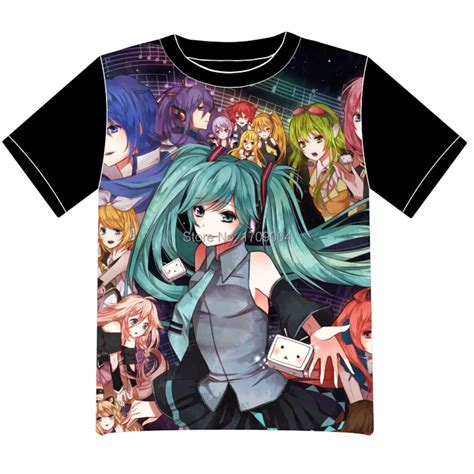 Free Shipping Anime Manga Miku Hatsune Vocaloid T Shirt Women Men Cosplay T Shirt Black Mesh Tee