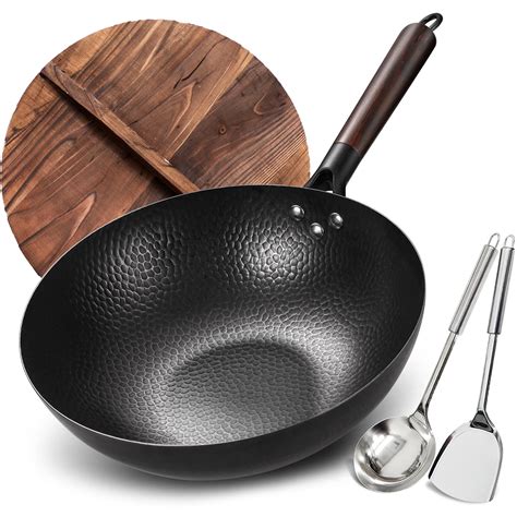 Buy Anyfish Carbon Steel Wok Pan 125 Woks And Stir Fry Pans With