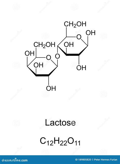 Lactose Milk Sugar Chemical Structure And Formula Stock Vector