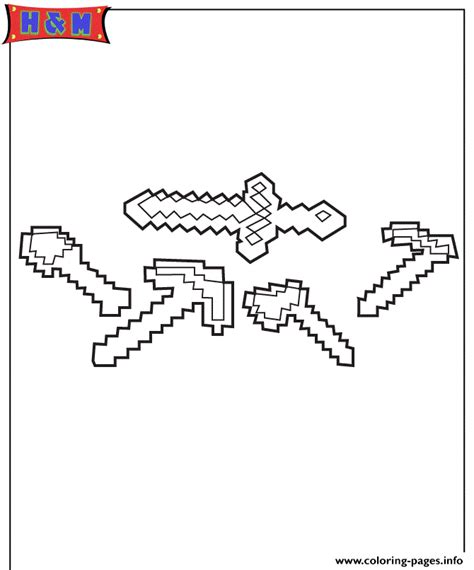 √ Sword Minecraft Coloring Pages Minecraft Sword Coloring Page Free