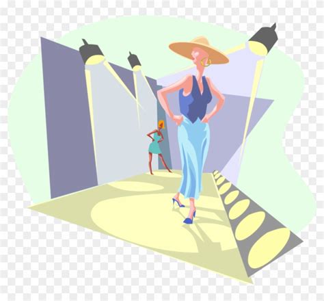 Vector Illustration Of Fashion Runway With Model Under Fashion Show
