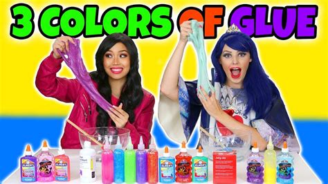 3 Colors Of Glue Slime Challenge Totally Tv Youtube