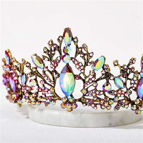 Sweetv Tiaras And Crowns For Women Iridescent Crystal Queen Crown Multicolored Wedding Tiara