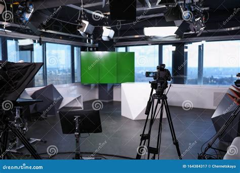Modern Video Recording Studio With Cameras Stock Image Image Of Light