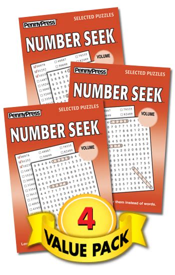 Number Seek Value Pack 4 Penny Dell Puzzles