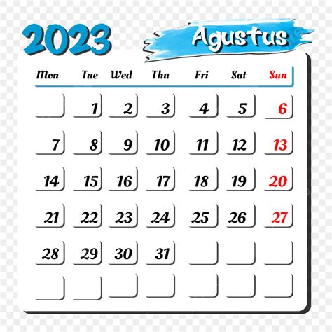 Kalender Bulan Agustus Agustus August 2023 Kalender Png Und Psd Datei Zum Kostenlosen Download