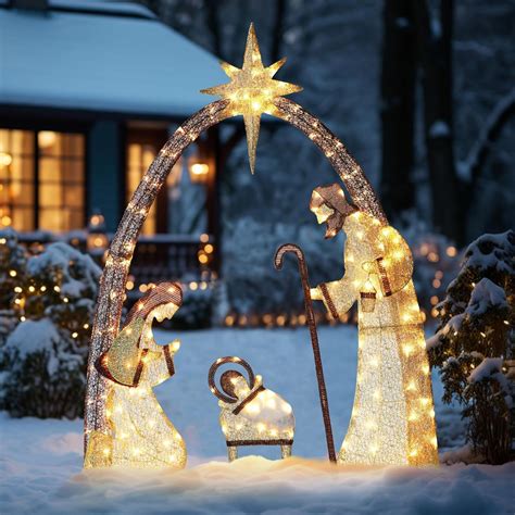 Buy 5ft Lighted Christmas Outdoor Nativity Scene Large Light Up