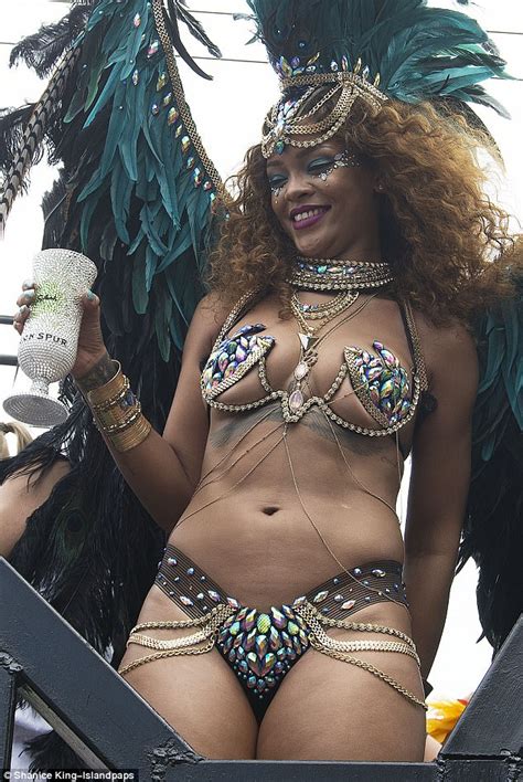 rihanna wears revealing jewel bikini for barbados festival daily mail online