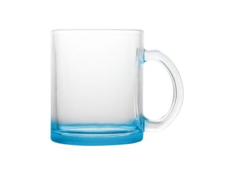 11oz Sublimation Blanks Clear Glass Mugs Light Blue Bottom Jtrans Heat Press Machine Mug