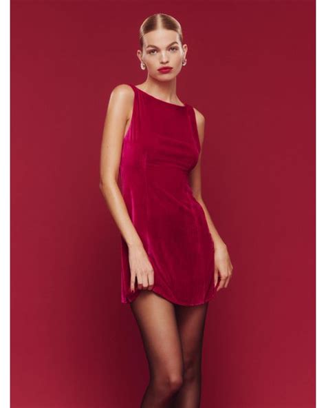 Reformation Brisbane Velvet Dress In Red Lyst