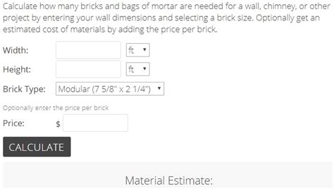 Brick Wall Cost Calculator How Many Bricks Do I Need Calculator