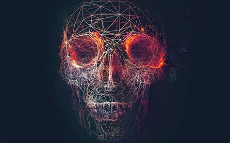 At03 Digital Skull Dark Abstract Art Illustration Red