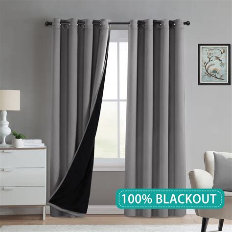 Grey Bedroom Curtains 84 inch Long Thermal Moderate 100% Blackout Lined