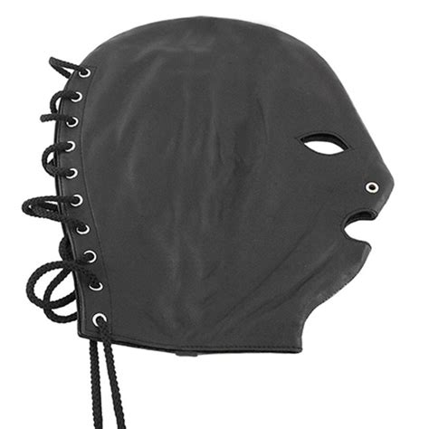 Leather Lace Up Hood Mask By Rouge Leather64ten