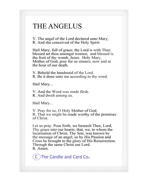 The Angelus Prayer Card Angelus Prayer Religious Card Etsy