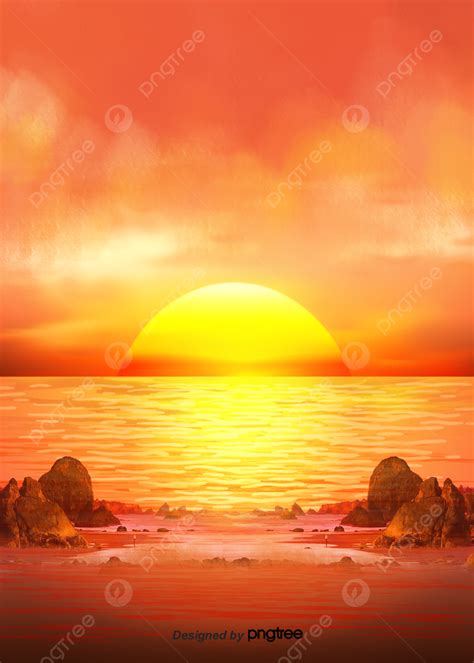 Red Sun Sea Sunrise Background Wallpaper Image For Free Download Pngtree