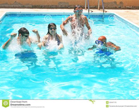 I go into their office and present my card, photo id, passport, and they make a note on the booking all is ok. People In Swimming Pool Stock Photo - Image: 20447170