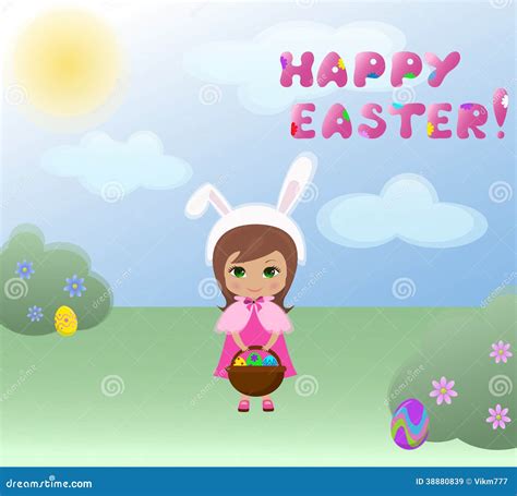 Easter Bunny Girl Stock Vector Illustration Of Text 38880839