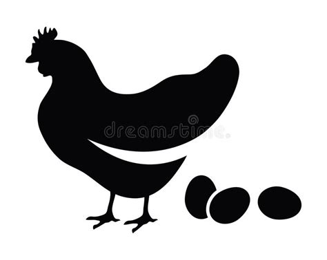 Vector Black And White Icon Of Hen Or Chicken And Eggs Stock Vector