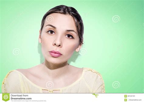 Thinking Woman With Nude Make Up Stock Photo Image Of Adult Light