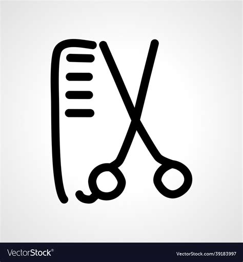 Comb And Scissors Hairdresser Tools Line Icon Vector Image
