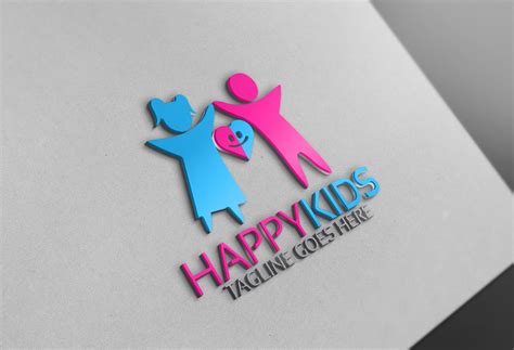 Happy Kids Logo Branding And Logo Templates ~ Creative Market