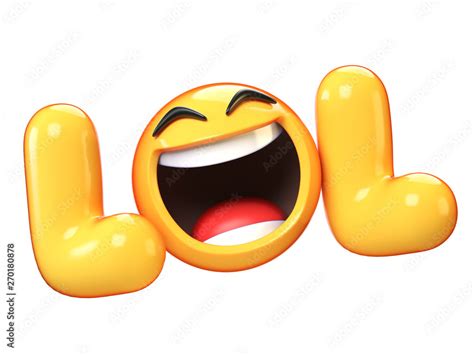 Lol Emoji Isolated On White Background Laughing Face Emoticon 3d