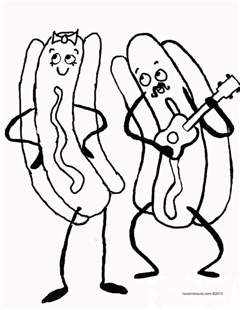 Our printable sheets for coloring in are ideal to brighten your family's day. No Corner Suns: Girl and Boy Hot Dog Coloring Page