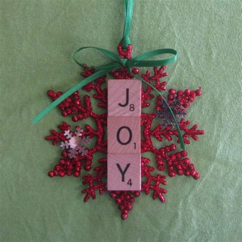 Joy Glitter Snowflake Scrabble Tile Christmas Ornament Etsy