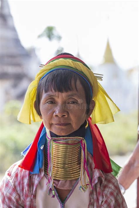 Padaung Tribal Woman Poses For A Photo In Inle Lake Myanmar Burma The