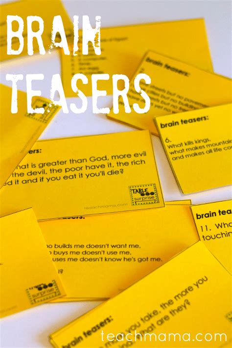 Free Printable Brain Teaser Cards Homeschool Giveaways