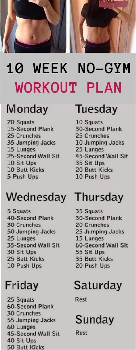 10 Week No Gym Home Workout Plan At Home Workout Plan Workout Plan