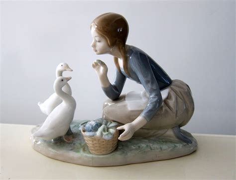 Lladro Girl Feeding Geese Figurine 4349 Spain Antique Price Guide
