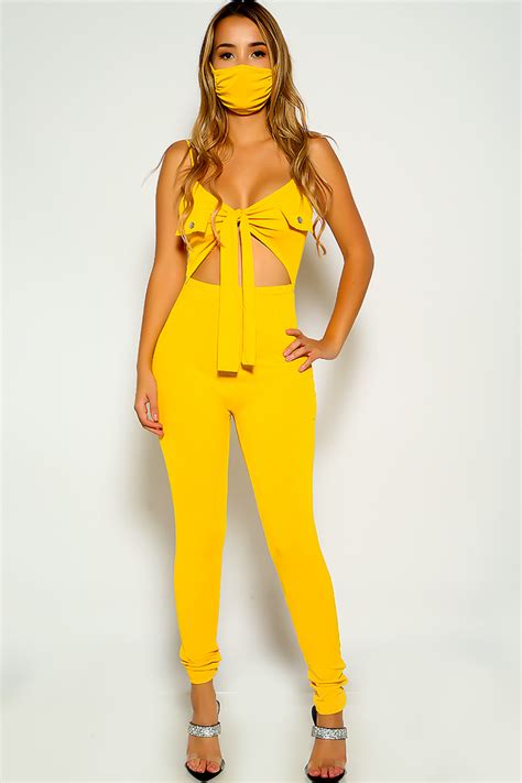 yellow sleeveless cut out jumpsuit women of edm