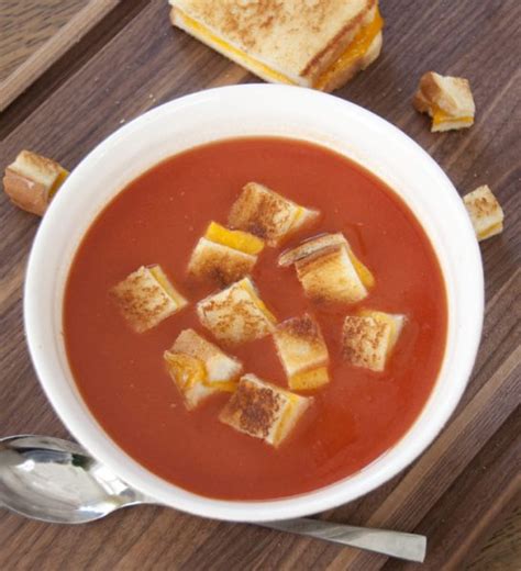 Easy Tomato Soup And Grilled Cheese Croutons Wishes And Dishes