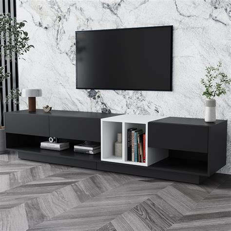 Creekt Black Tv Stand For 85 Inch Tv Tv Console For 85 85