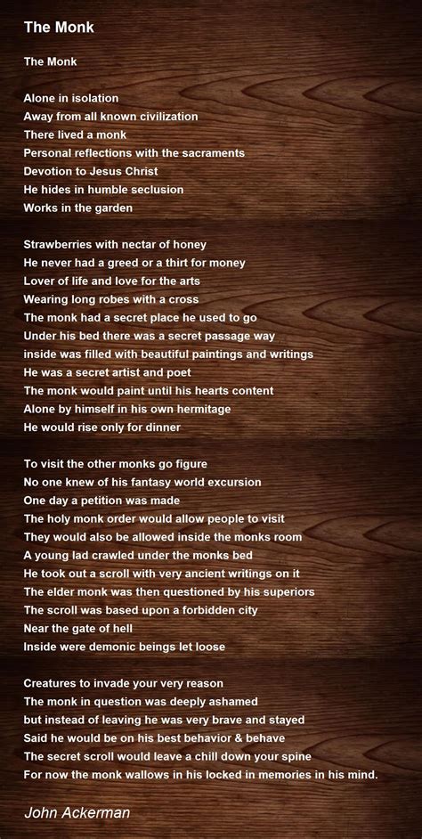 the monk the monk poem by john ackerman