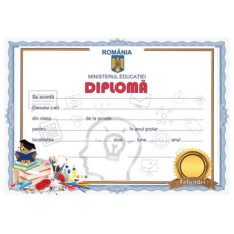Diplome Scolare Model 3 Clasele 1 4 Format A4 Emagro