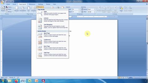 Page Layout In Microsoft Office Word 2007 Youtube