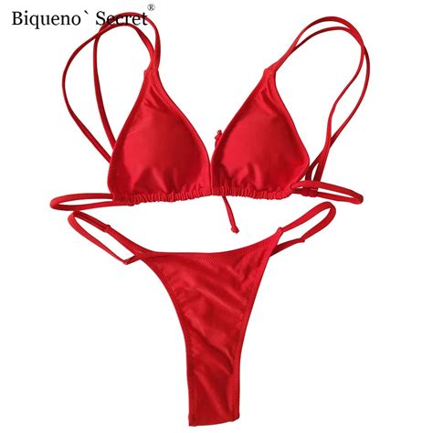 Yellow Red Women Push Up Bikini Set Biquini 2018 Sexy Thong Swimsuit Monokini Bandage Swimwear