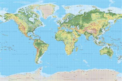 Topographic Map Of World World Map Gray