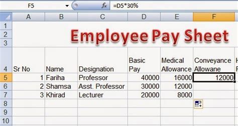 Salary Slip Format In Excel With Formula Focusfasr