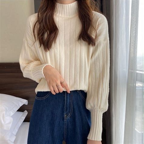 Jual Aurora Baju Rajut Wanita Turtleneck Sweater Wanita Korean Style Sweater Rajut Turtleneck