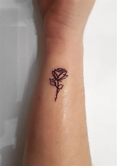 Beautiful Small Black Rose Tattoo On Side Wrist Small