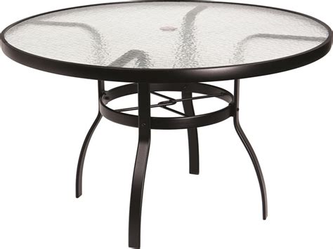 Woodard Aluminum Deluxe 48 Round Obscure Glass Top Table With